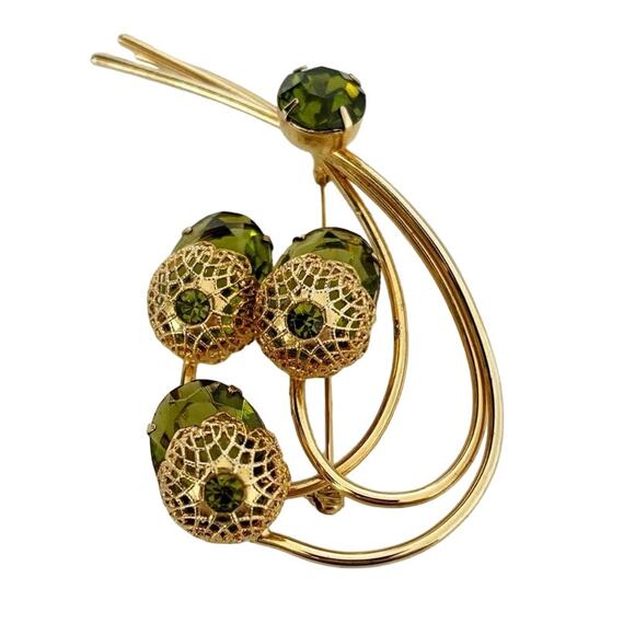 Vintage Sarah Coventry Touch of Elegance Brooch and Earring Set Green - Picture 15 of 16